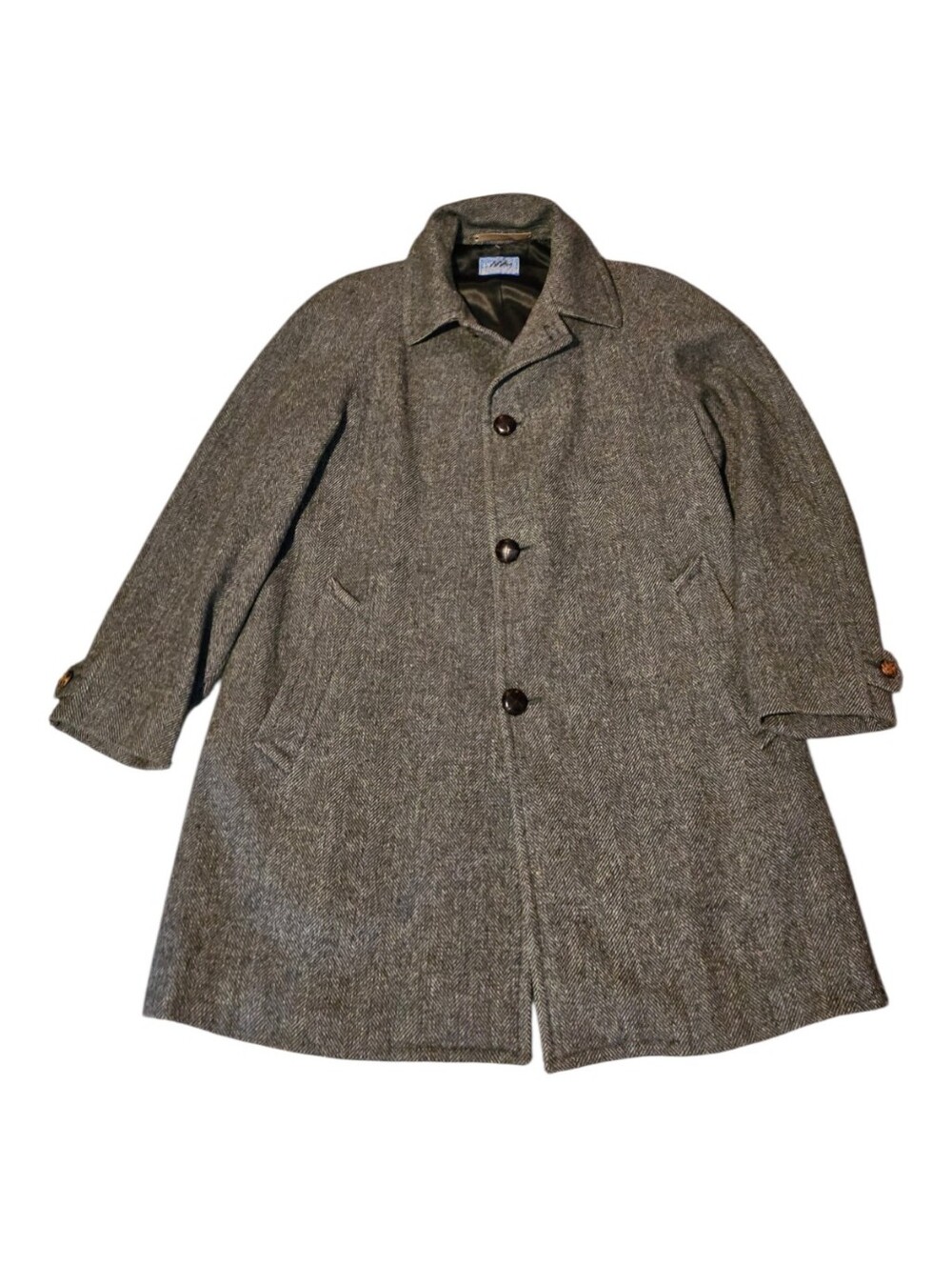 Vintage Pendleton Virgin Wool Herringbone Tweed Overcoat Car Coat Men's Size 44